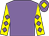 Mauve, yellow sleeves, mauve diamonds, mauve cap, yellow diamond (McNamee Hewitt Harding Rice)
