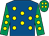 Royal blue, yellow spots, emerald green sleeves, yellow spots, emerald green cap, yellow spots (Foireann Gliondar Syndicate)