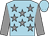Light blue, grey stars, grey sleeves, light blue cap (Ms Laura Flood & Damian Lavelle)