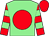 Light green, red disc, red and light green hooped sleeves, red cap (The Eagle Partnership)