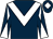 Dark blue, white chevron, diabolo on sleeves and diamond on cap (Ftp Equine Holdings Ltd)