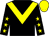 Black, yellow chevron, black sleeves, yellow stars, yellow cap (K W Sneath)
