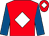Red, white diamond, royal blue sleeves, red cap, white diamond (Mick Larkin & George Jackson)