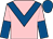 Pink, royal blue chevron, halved sleeves, royal blue cap (Mrs Sarah Faulks)