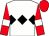 White, black triple diamond, red sleeves, white armlets, red cap (Miss Jane Edgar & Mr D V Gardner)