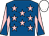 Royal blue, pink stars, pink and royal blue diabolo on sleeves, white cap (Mr N Sutton)