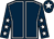 Dark blue, white seams, dark blue sleeves, white stars, dark blue cap, white star (Mrs Zara Tindall)