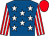 Royal blue, white stars, red and white striped sleeves, red cap (Mr Michael Fennessy)