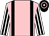 Pink, black braces, white and black striped sleeves, black and pink hooped cap (Mrs Lynne Webb)