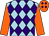 Light blue and purple diamonds, orange sleeves, orange cap, purple diamonds (Dan Shaw Simon Clare Andy Irvine)
