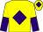 Yellow, purple diamond, yellow and purple halved sleeves, yellow cap, purple diamond (Table For Six)