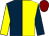 Dark blue and yellow (halved), sleeves reversed, maroon cap (Mrs B Russell & Mr D V Gardner)