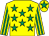 Yellow, emerald green stars, striped sleeves and star on cap (Oliver's Army)