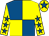 Royal blue and yellow (quartered), yellow sleeves, royal blue stars, yellow cap, royal blue star (Equi Ex Incertis Partners)