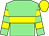Light green, yellow hoop, hooped sleeves, yellow cap (Mrs L Osborne)