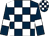 Dark blue and white check, dark blue sleeves, white armlets (Tennant, Lynch,sharpe And Boston)