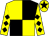 Yellow and black (quartered), diamonds on sleeves, yellow cap, black star (Mrs Susan Fox And Mr D W Fox)