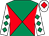 Emerald green and red diabolo, white sleeves, emerald green diamonds, white cap, red diamond (Million in Mind Partnership)