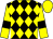 Black and yellow diamonds, yellow sleeves, black armlets, yellow cap (Denton Hall Racing Ltd)