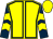 Yellow, dark blue seams, dark blue and yellow chevrons on sleeves, yellow cap (Judy & Richard Peck & Partner)