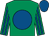 Emerald green, royal blue disc, striped sleeves, royal blue cap (Cheltenham Racing Club)