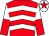 Red, white chevrons, white and red halved sleeves, white cap, red star (The Kettlelites)