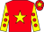Red, yellow star, yellow sleeves, red spots, red cap, yellow star (Mr P J Andrews)