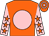 Orange, pink disc, pink sleeves, orange stars, orange and pink hooped cap (Mr S Barry)