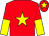 Red, yellow star, halved sleeves and star on cap (Dr Moira Hamlin)