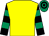 Yellow, black and emerald green hooped sleeves, emerald green and black hooped cap (Sam Allwood Racing Club)