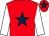 Red, dark blue star, white sleeves, red cap, dark blue star (Mr Foster)