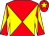Red and yellow diabolo, yellow and red diabolo on sleeves, red cap, yellow star (The Devil's Advocates)