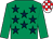 Emerald green, dark blue stars, emerald green sleeves, white and red check cap (Mr D S Dennis)