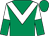 Emerald green, white chevron, white and emerald green halved sleeves (Mr David Kellett)