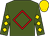 Forest green, red diamond frame, gold diamonds on sleeves, gold cap (Lakland Farm)