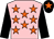 Pink, orange stars, black sleeves, black cap, orange star (Valentine Bloodstock Racing)
