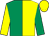 Yellow & emerald green halved, sleeves reversed, yellow cap (Mrs Gillian Callaghan)