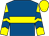 Royal blue, yellow hoop, yellow and royal blue chevrons on sleeves, yellow cap (C R Keightley)