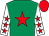 Emerald green, red star, white sleeves, red stars, red cap (Kim Franklin & Polly Walker)