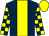 Dark blue, yellow stripe, checked sleeves, yellow cap (E G M Beard & R A Scott)