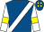 Royal blue, white sash, white sleeves, yellow armlets, royal blue cap, yellow spots (Mrs Catherine E Peck)