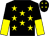 Black, yellow stars, halved sleeves and stars on cap (Lane And Madgwick)