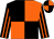 Black and orange (quartered), striped sleeves (Mr T J A Thompson)