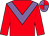 Red, mauve chevron, mauve and red quartered cap (The Magic Circle)