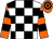 White and black check, orange and black hooped sleeves and cap (Charles Dingwall & The Infamous Five)