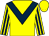 Yellow, dark blue chevron, striped sleeves (Mr Max Young)