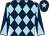 Dark blue and light blue diamonds, diabolo on sleeves, dark blue cap, light blue star (Colin Holder Racing)