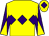 Yellow, purple triple diamond, purple and yellow diabolo on sleeves, yellow cap, purple diamond (The Global Wonder Partnership)