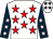 White, red stars, dark blue sleeves, white stars, white cap, dark blue stars (Here For The Craic Partnership)