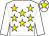 White, yellow stars, white sleeves, yellow star on cap (Saffron Star Syndicate)